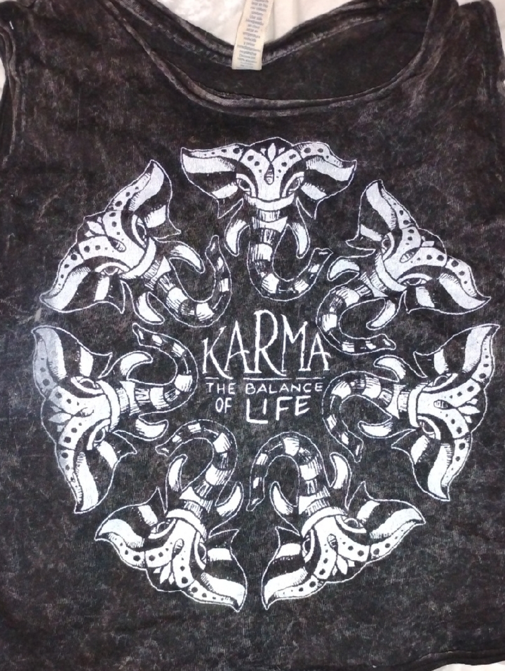 Karma Graphic Tee - Black with White Print